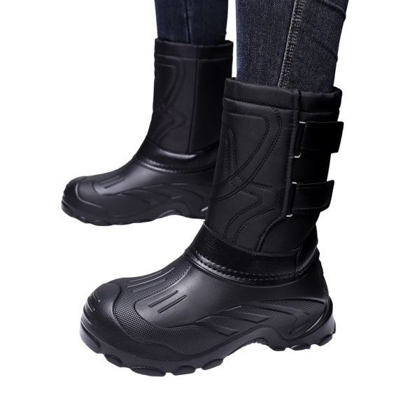 Work Boots,Waterproof Boots,Mid Calf Boots,Women Mid Calf Waterproof Outdoor Work Boots, Deep Lug Anti Slip Platform Sole, Windproof Slip On Design for Cold Weather Outdoor Working Daily Use,Black 7