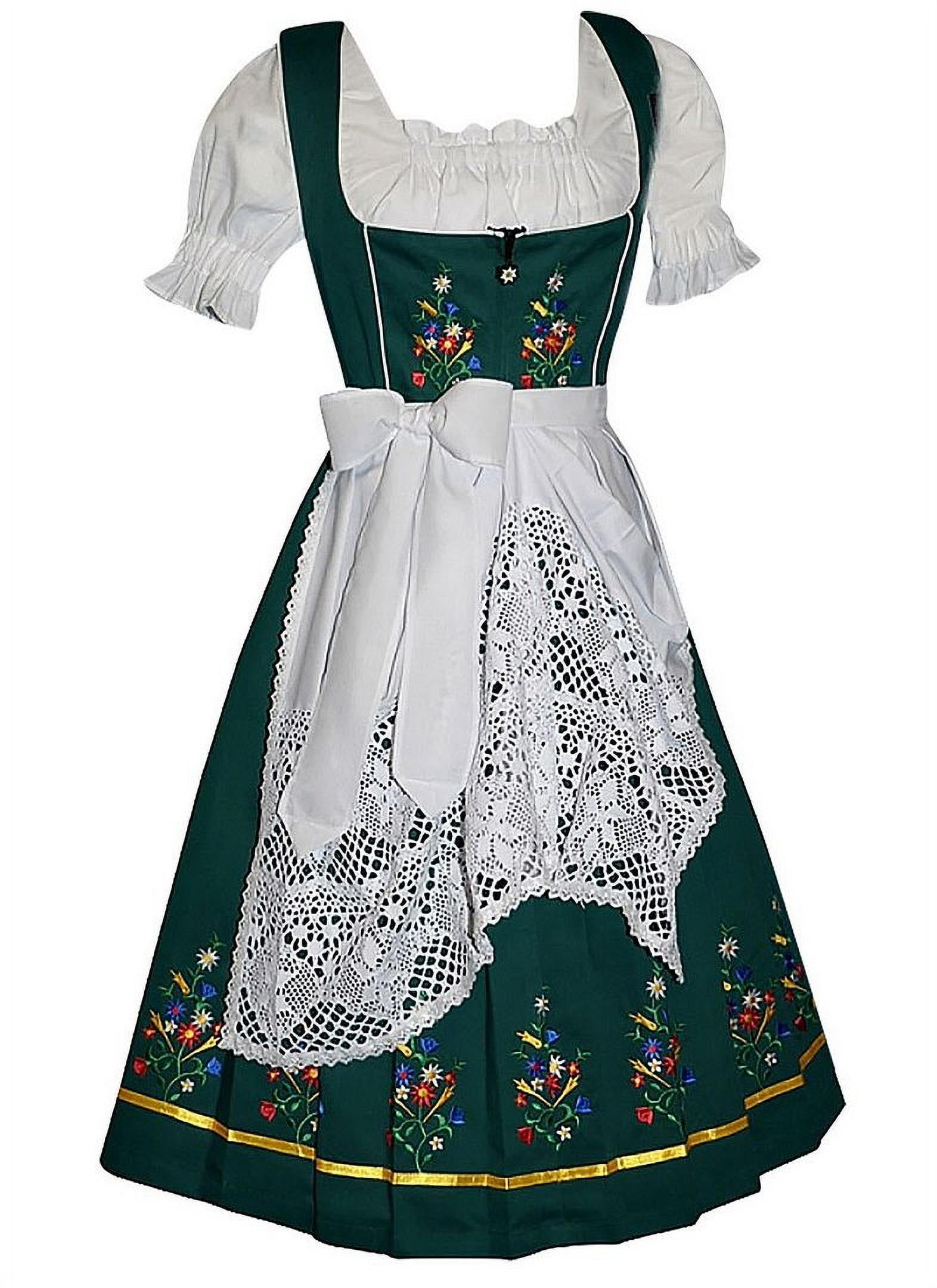 DIRNDL German Oktoberfest Women Party Embroidery Dress Trachten Bavarian 3 Piece 