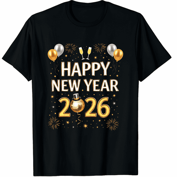 Happy New Year Party 2026 Balloon Family Matching Men Women T-Shirt
