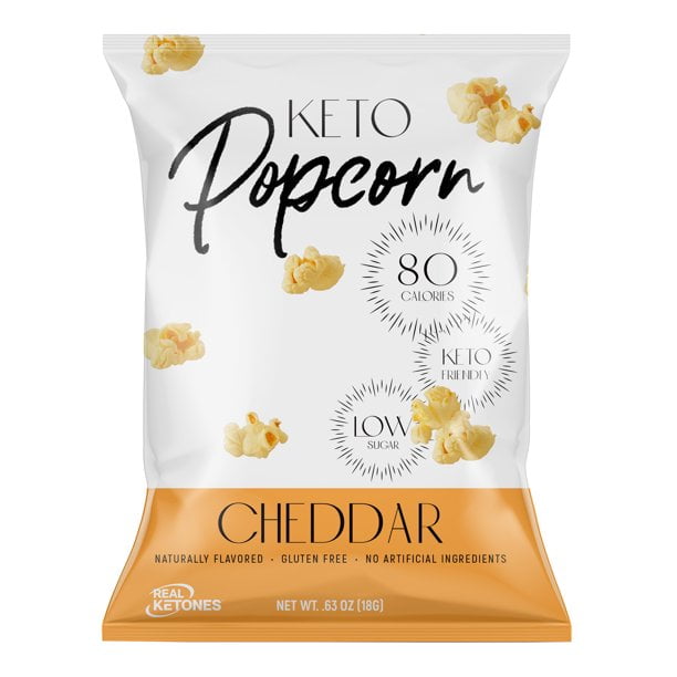 Real Ketones Low Sugar, Gluten-Free Cheddar Popped Popcorn, 0.63 Oz
