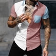 thumbnail image 2 of HAPIMO Loose Hawaiian Beach Shirts with Pocket for Men Clearance Solid Color Block Teens Tops Turndown Collar Button Summer Tees Short Sleeve Activewear Casual Workout White L, 2 of 7