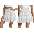 thumbnail image 3 of Womens Summer Flowy High Waist Ruffle Casual Cute Boho Beach Short Skirts Built-in Shorts White XL, 3 of 7