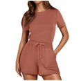thumbnail image 1 of YDLCAFD Womens Casual Short Sleeve Shorts Solid Jumpsuit With 2 Pockets M, 1 of 7