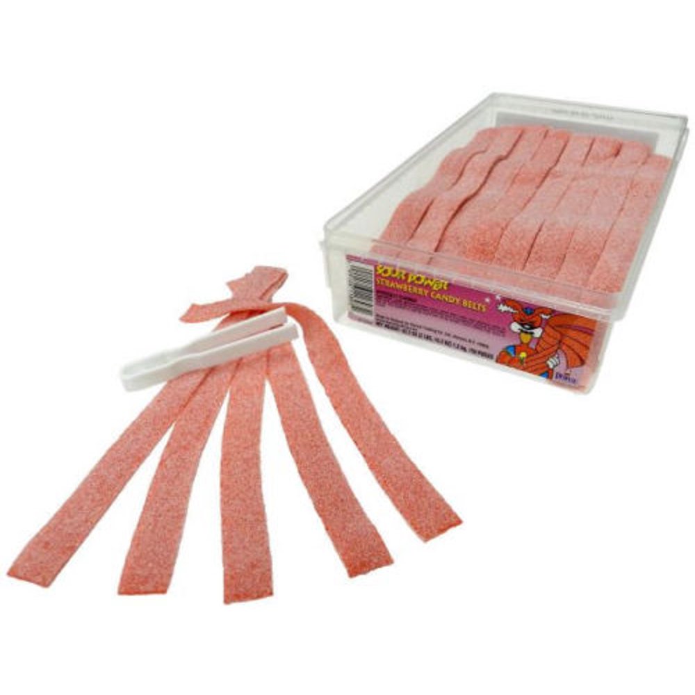 BAYSIDE CANDY SOUR POWER BELTS STRAWBERRY 150CT TUB,