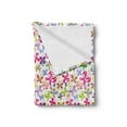 thumbnail image 2 of Butterfly Soft Flannel Fleece Throw Blanket, Spring Season Themed Blooming Nature Inspired Flora and Fauna Pattern Swirls, Cozy Plush for Indoor and Outdoor Use, 60" x 80", Multicolor, by Ambesonne, 2 of 5