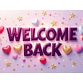 thumbnail image 5 of LUUFILx Welcome Back Banner Gradient Heart Stars Party Decoration Background Backdrop for Office Classroom Event Photography Celebration Decors, 5 of 8