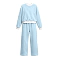 thumbnail image 4 of Fsmtpdam Girls 2 Piece Sweatsuit Set 7-8 Winter Warm Fleece Lined Tracksuit Solid Color Long Sleeve Crewneck Sweatshirt and Jogger Sweatpants with Pockets Casual Athletic Outfit, 4 of 8