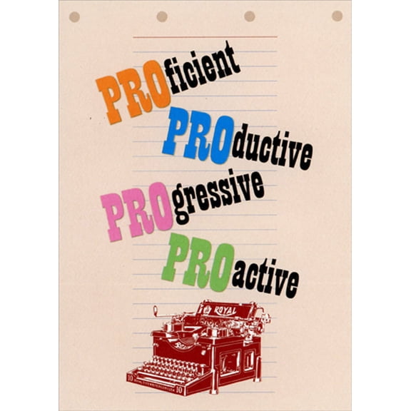 RSVP Proficient, Productive, Progressive : Typewriter Administrative Professional's Day Card