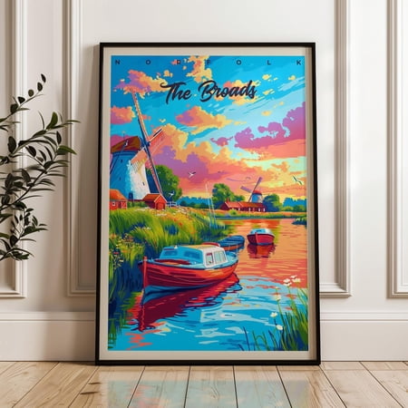 Norfolk Broads Travel Uk Illustration Art Print