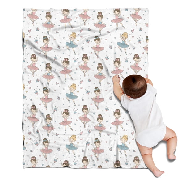 Ballet Princess Pattern Blanket,Comfortable Soft Flannel Throw Blanket,All Season,Warm Lightweight Blankets for Sofa Bed Couch Living Room Chair,30"x40"