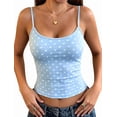 thumbnail image 2 of Women'S Polka Dot Print Sleeveless Form Fitting Casual Tank Top Light Blue Dots M, 2 of 9
