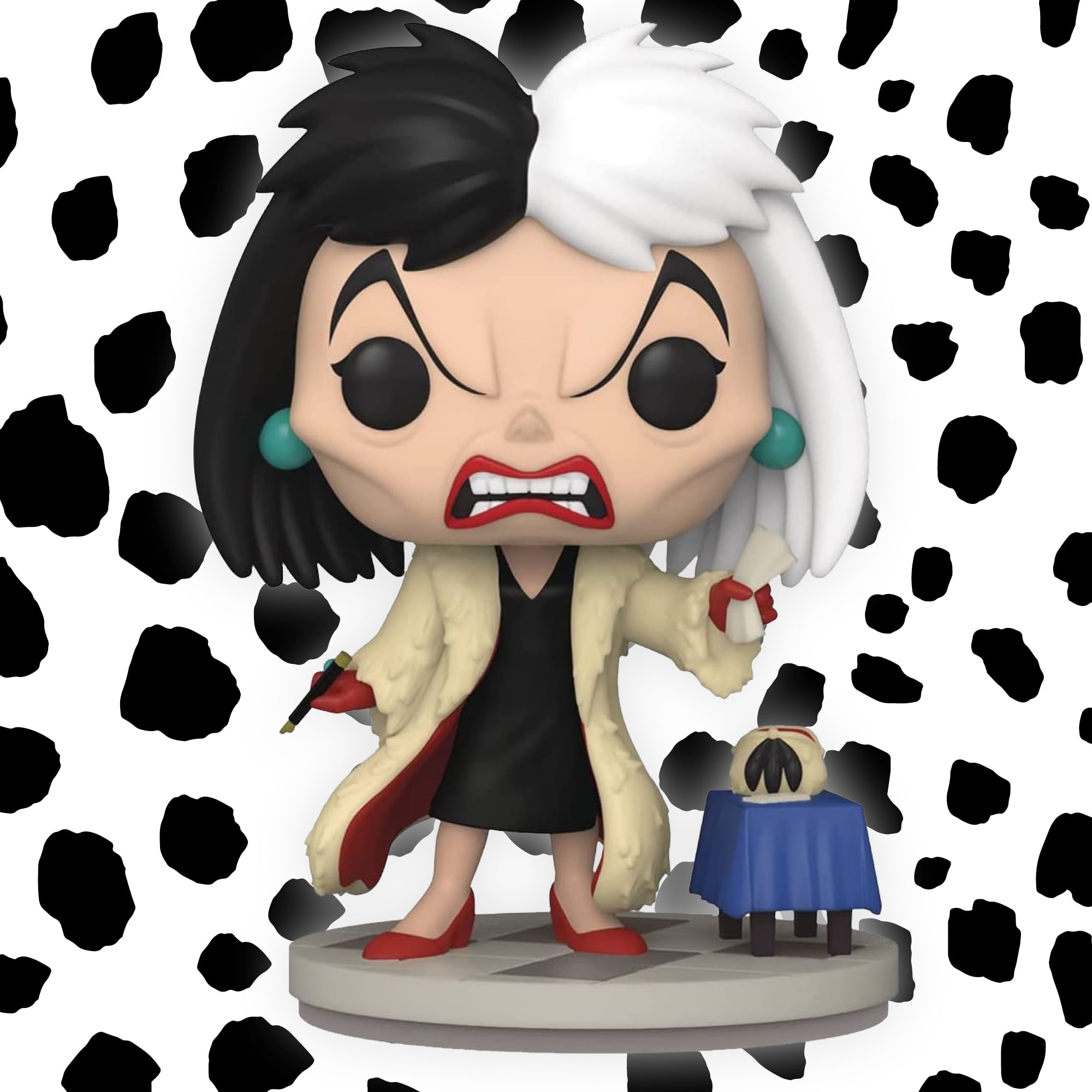 Cruella de Vil Funko Pop with Protector Bundle – Includes Disney: Villains  - Cruella de Vil Pop #1083 with Blue Salamander Emporium Plastic Protector 