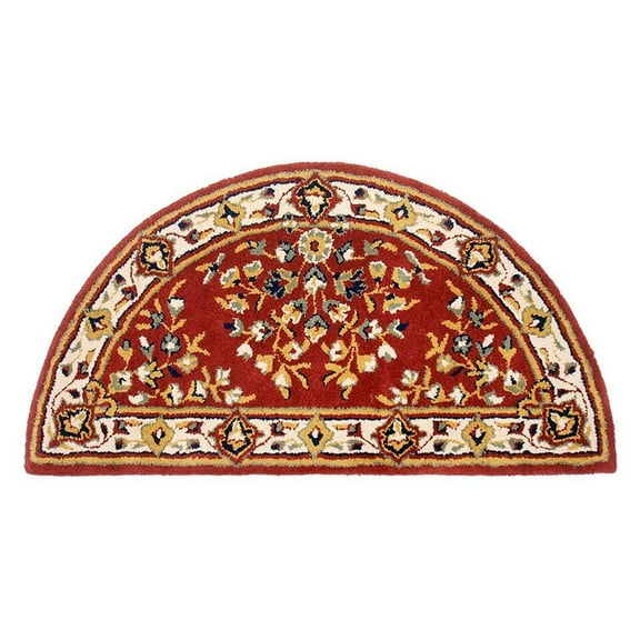 Minuteman International Half Round Oriental Fireplace Hearth Rug, Burgundy