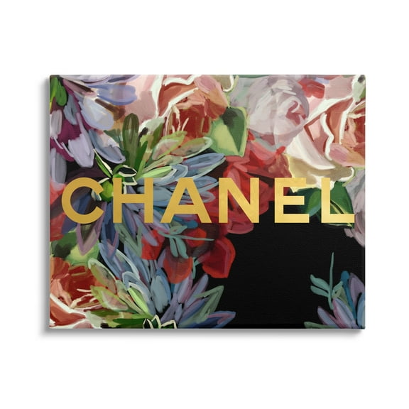 Stupell Industries Flower Patterned Glam Brand Botanical & Floral Painting Gallery Wrapped Canvas Art Print Wall Art, 40 x 30