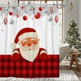 thumbnail image 6 of SUNOLIFE Christmas Santa Claus Shower Curtain Red Buffalo Plaid Waterproof Fabric Bathroom Curtain 72x72 in, 6 of 6