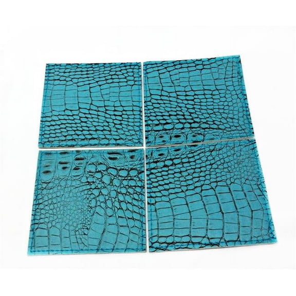 Crock 4 x 4 in. Turquoise Blue Coaster - Set of 4