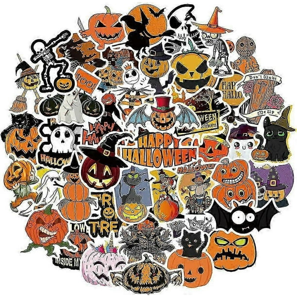 Halloween Stickers, Waterproof Vinyl Stickers Decals for Water Bottle Scrapbooking Laptop Skateboard Party Favors, Funny Cute Pumpkin Stickers Pack fo