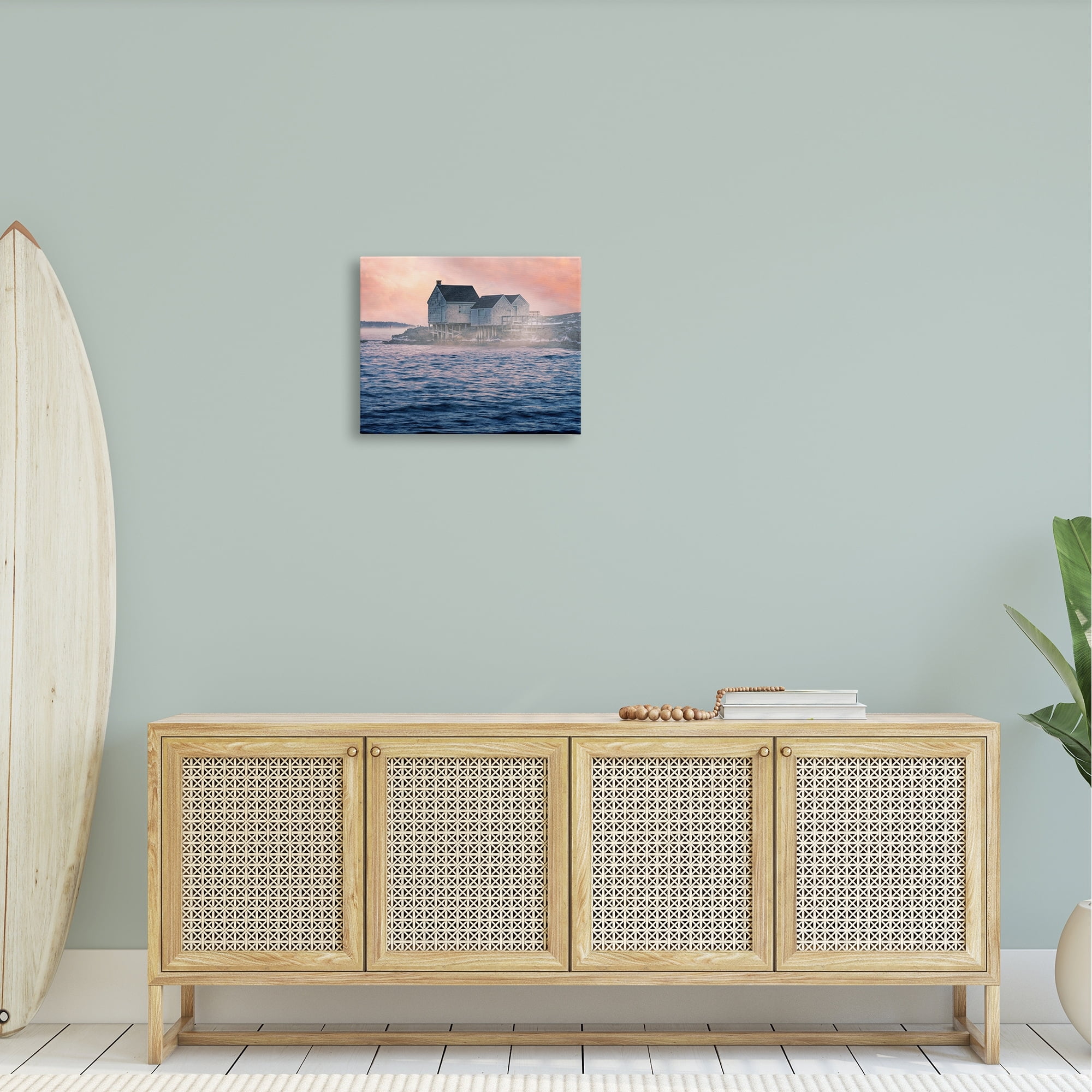 Stupell Coastal Cottage Seaside Ocean Waves Landscape Photography Gallery Wrapped Canvas Print Wall Art