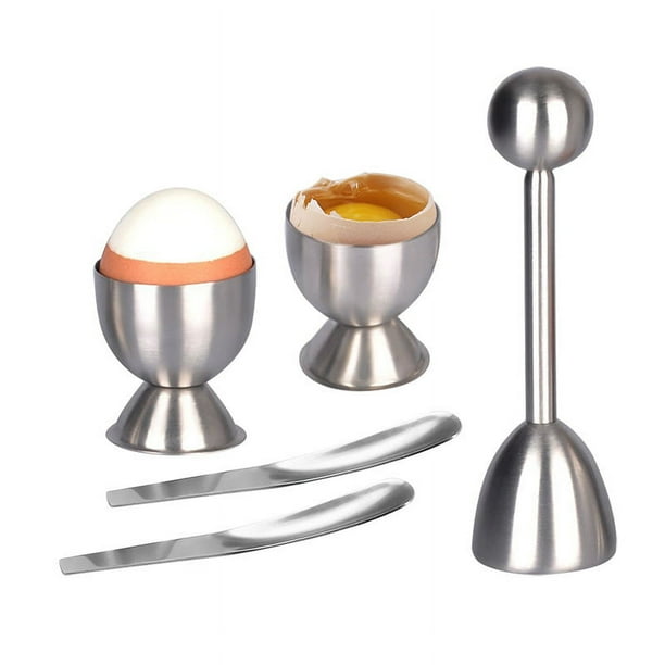 Juego de 5 huevos y galletas saladas: juego de 2 soportes para huevos de cerámica + 2 cucharas + 1 abridor de herramientas vibratorio para huevos cocidos, miniplatos multiusos brillar Electrónica