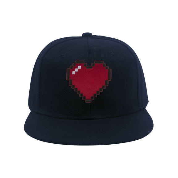 Top Headwear 80s Video Game Pixelated Heart Patch Snapback Cap - Navy