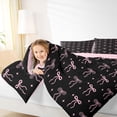 thumbnail image 3 of Erosebridal Cute Bows Bowtie 7 Pieces Bedding Comforter Set For Kids,Cartoon Bowknot Stars Pattern Full Bedding Set,Girls Lightpink Black,Reversible, 3 of 7