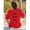 Red, variant on PRINTED IN USA,Women's Plus Size Custom Photo T-Shirt -Chest Badge Text And Image Printed Short-sleeved T-shirt - Double-sided Printing,Festival Gift,Pure - Comfortable And Casual Style.