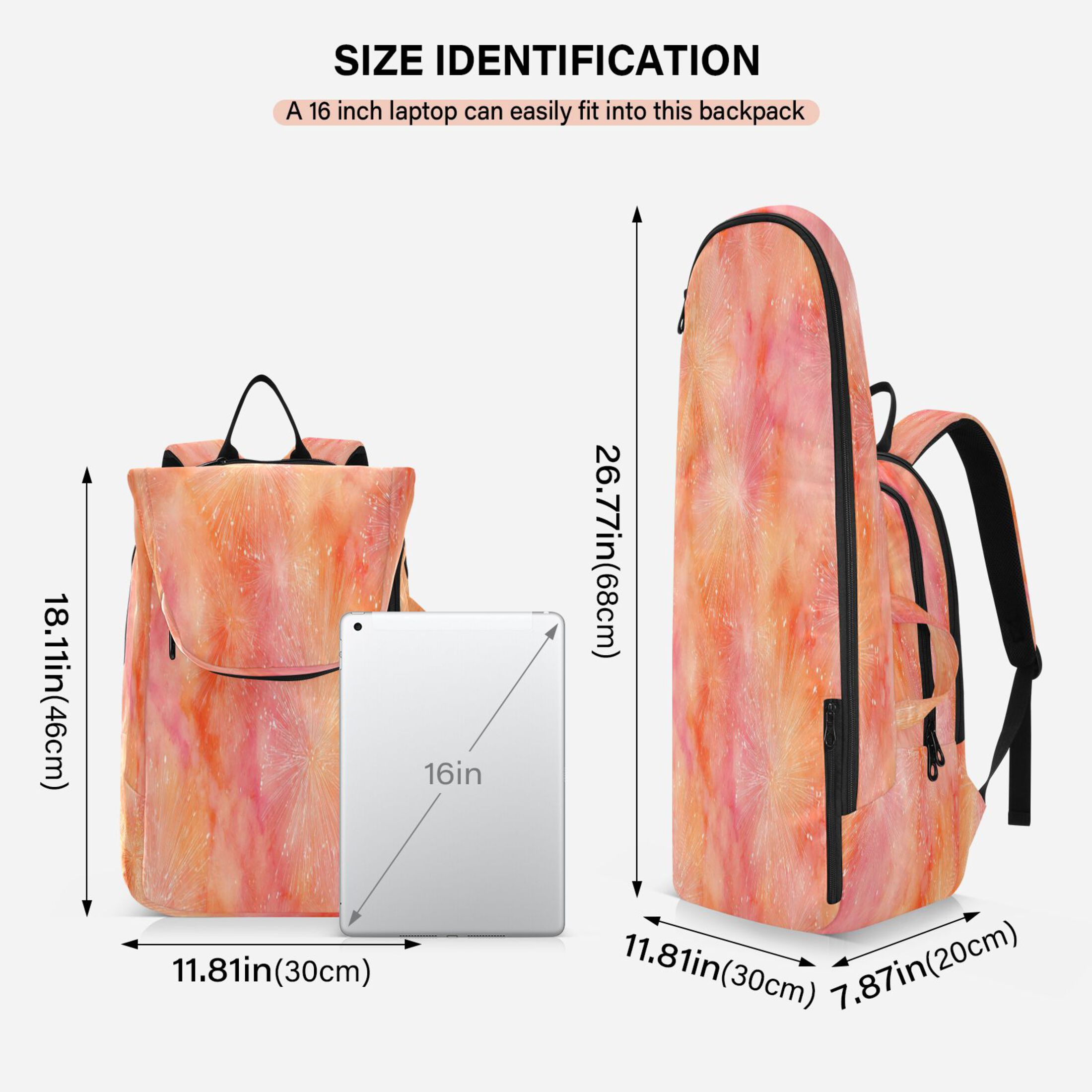 2 Racquet Holder Tennis Backpack Tennis Racket Covers Gym Bags Orange Tie-dye Firework