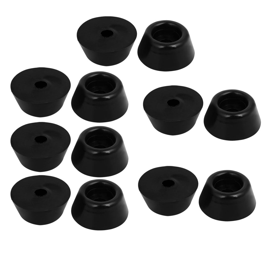 27mmx12mm Rubber Cone Shaped Furniture Leg Foot Protectors Pads Black 12pcs