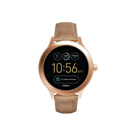 Fossil Q Venture Gen 3 42 mm rose gold smart watch with strap sand leather nude wrist size up to 7.48 in 4 GB Bluetooth Walmart