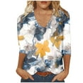 thumbnail image 1 of 3/4 Manga Superior, Moda Casual Impresión V-Cuello Blusa Hecha de Cómodo Estante de Imitación para Toda la Temporada de Uso Diario, Tops de Moda de Mujer, 1 of 5