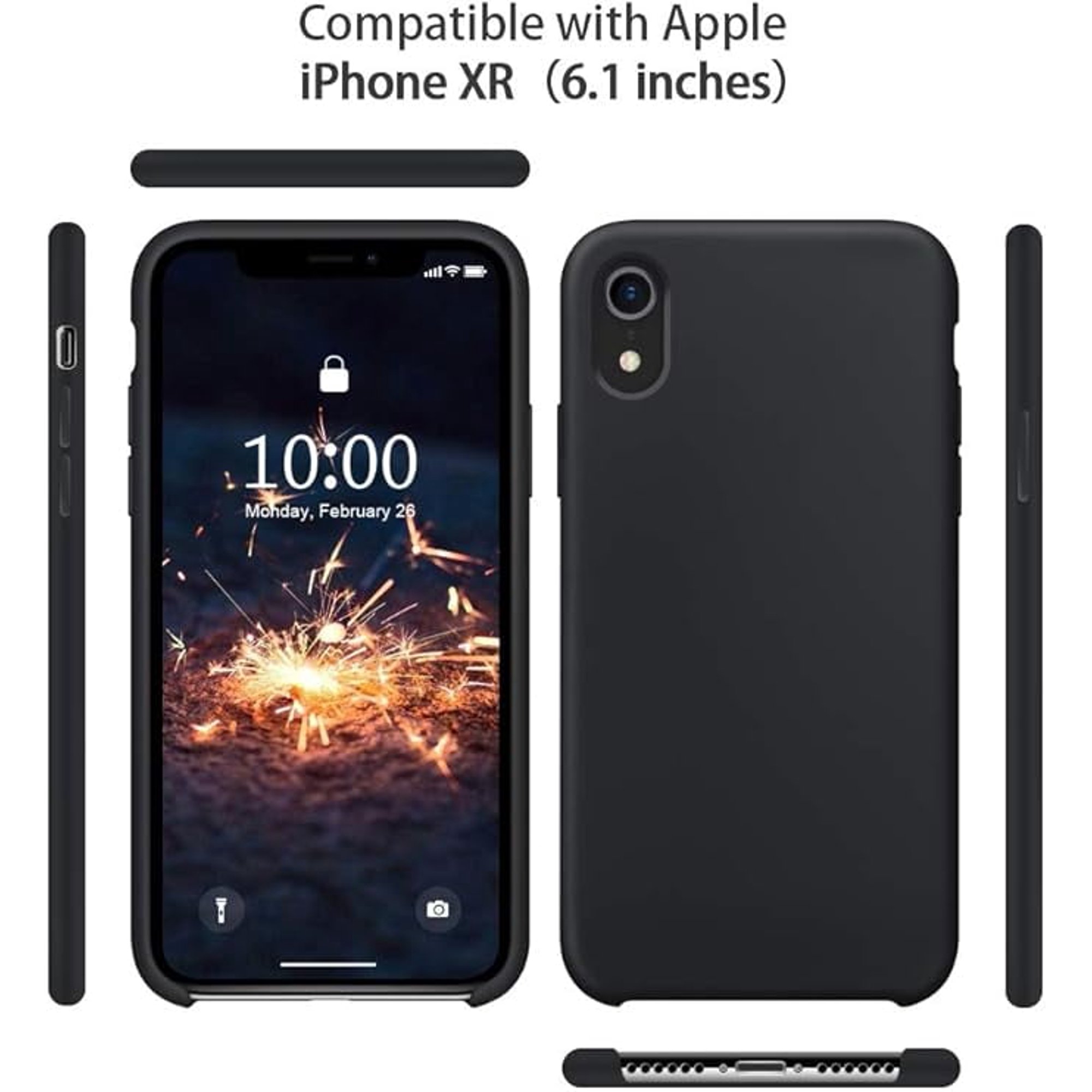 Eclytyku iPhone XR Silicone Case, Liquid Silicone Rubber, With Soft Ultra-Fine Fiber Cloth Lining Pad, Scratch Resistant And Shockproof 6.1-InchiPhone XR Phone Case) iPhone XR (Black)