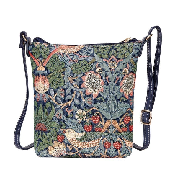William Morris Strawberry Thief Blue Sling Bag Purse Crossbody