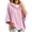 Pink, variant on 3/4 Sleeve Hoodie Sweatshirts for Women, Oversized Half Zip Drawstring Casual Solid Color Loose Pullover Tops for Everyday Loungewear