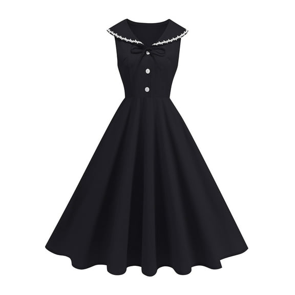 Cap Sleeve Lapel 50s Style Dresses for Women Vintage 1950s Retro Rockabilly Prom Tea Party Cocktail Swing Dress
