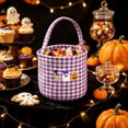 thumbnail image 5 of Ouuluon Sturdy Halloween Plaid Storage Basket, 9x9 inch Ghost Pumpkin Decorative Handheld Basket for Home Party, 5 of 6