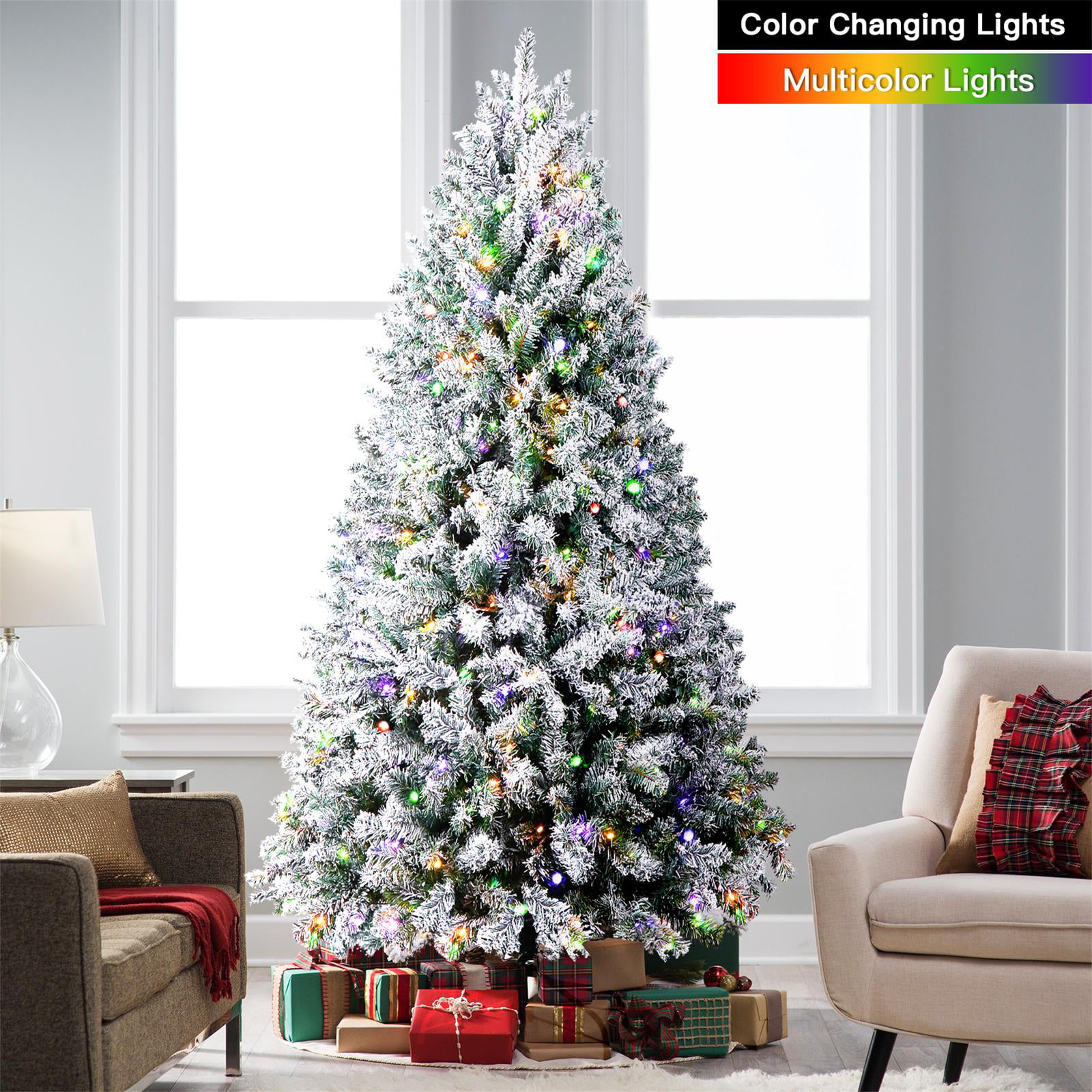 SHareconn 6ft Prelit Premium Artificial Hinged Christmas Tree with Remote  Control,Timer,and 330 Warm White & Color LED Changing Lights,950 Branch  Tips,Perfect Choice for Xmas Decoration,6 FT,Pink 