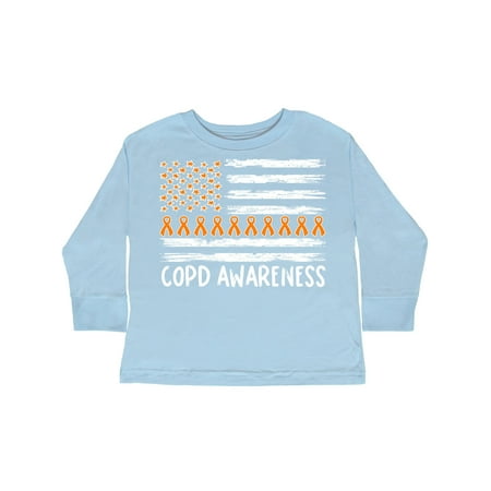 

Inktastic COPD Awareness Orange Ribbons and Flag Gift Toddler Boy or Toddler Girl Long Sleeve T-Shirt