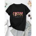 thumbnail image 2 of Camiseta deportiva informal y moderna para mujer, con estampado de café inglés creativo, cuello redondo y manga corta, cómoda para vacaciones de verano. Camiseta deportiva de ocio., 2 of 6