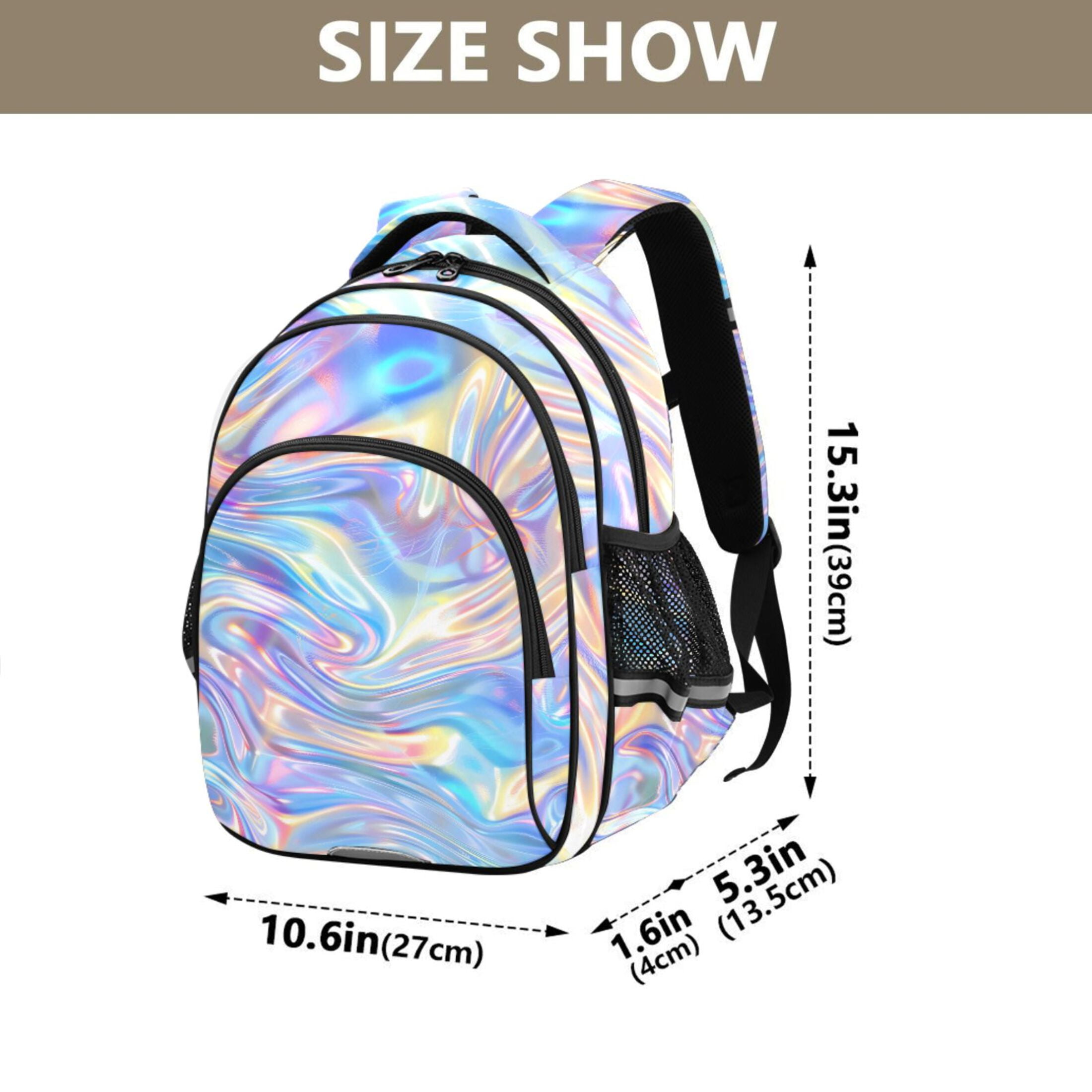 ALAZA Holographic Pattern School Backpack Elementary Bag Bookbag Travel Rucksack