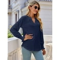 thumbnail image 5 of Women'S Casual Long Sleeve V-Neck Pullover Shirt Top Dark Blue XL, 5 of 10