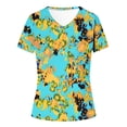 thumbnail image 4 of Tops Florales para las Mujeres, Casual V-Cuello Camiseta de Manga Corta Blusa de Moda Hecha de Estante de Imitación para Toda la Temporada de Uso Diario, Tops Cortos para las Mujeres, 4 of 4