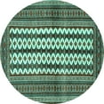 thumbnail image 1 of Ahgly Company Machine Washable Indoor Round Southwestern Turquoise Blue Country Area Rugs, 8' Round, 1 of 4