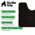 thumbnail image 3 of GORILLA GRIP Bathroom Rug and Toilet Base Floor Rugs Set, Quick Dry Plush Chenille, 30x20 Carpet, Black, 3 of 10