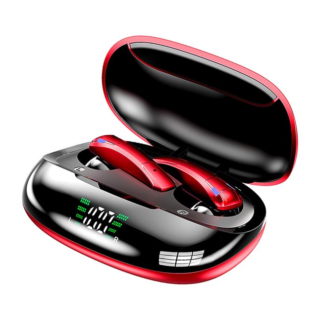 Auriculares inalámbricos para juegos en la oreja Pantalla LED para correr rojo