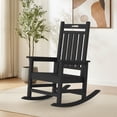 thumbnail image 4 of LOYALICE HDPE Outdoor Rocking Chair for Porch Patio, All-Weather High Back Rocker with Wood-Grain Texture, Heavy-Duty Deck Garden Seating, Fade-Resistant & Easy to Clean,Black, 4 of 10