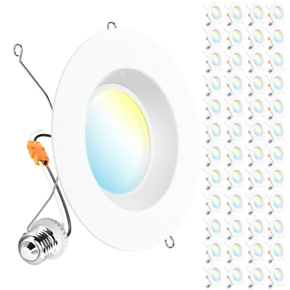 Sunco 48 Pack 6 Inch LED Recessed Light, Retrofit Downlight Can Lights for Ceiling, Baffle Trim, 1050 LM, 13W (75W Equivalent), Selectable CCT 2700K/3000K/3500K/4000K/5000K, Dimmable, Damp Rated UL