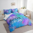 thumbnail image 3 of Castle Fairy Eat Sleep Soccer Twin Bedding Sets 7-Piece for Children Teens Adults,Graffiti Splash Bedding Comforter Set Microfiber,Gradient Blue Purple Green Breathable Sheet Sets, 3 of 8