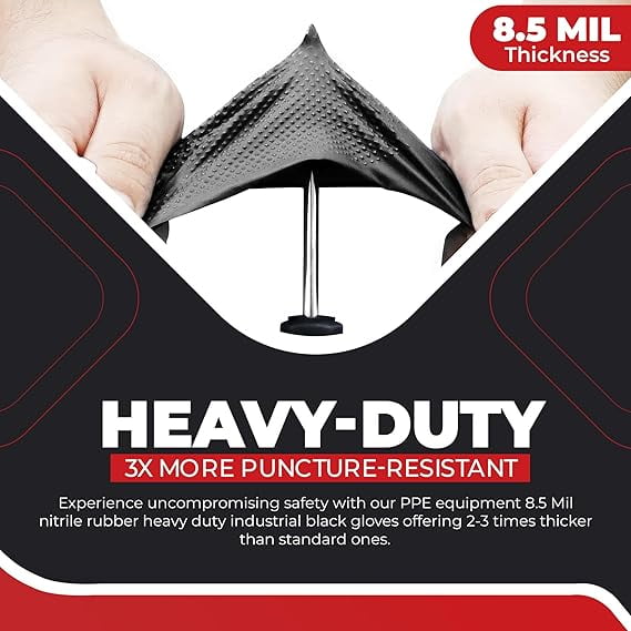 Industrial Nitrile Gloves – Extra Thick Disposable Mechanic Gloves with Diamond Grip (Best for Oil & Chemicals)