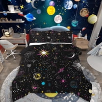 Castle Fairy Starry Sky 3-Piece Full Size Comforter Sets,Galaxy Universe Bedding Comforter Set,Psychedelic Constellations Lightweight Bedding Sets,Microfiber Children Bedroom Decor,Reversible