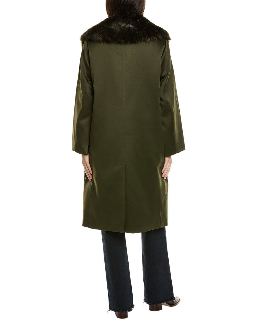 womens  Satin Coat, l, Green - image 2